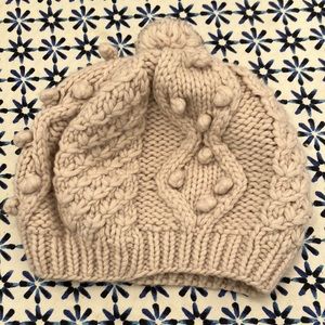 Boden Cream Knit Kids Hat